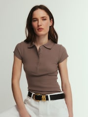 The Set 3 Pack Jersey Polo Tops Navy Blue / Burgundy / Taupe Brown - Image 7 of 10