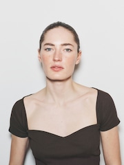 The Set 3 Pack Sweetheart Robbed Cap Sleeve Tops Brown/Green/White - Image 1 of 9