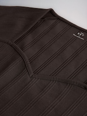 The Set 3 Pack Sweetheart Robbed Cap Sleeve Tops Brown/Green/White - Image 9 of 9