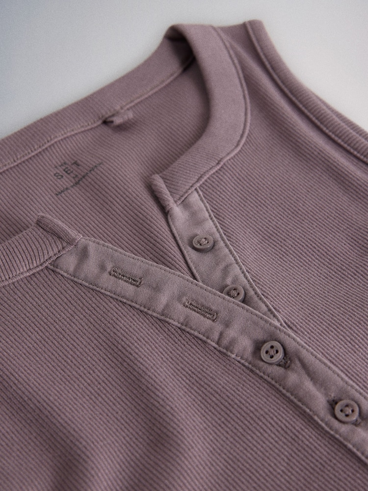 The Set 5 Pack Henley Tank Tops Navy Blue/Burgundy/Brown/Pink/Cream - Image 13 of 13