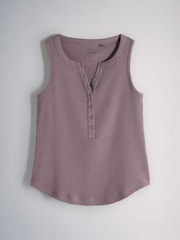 The Set 5 Pack Henley Tank Tops Navy Blue/Burgundy/Brown/Pink/Cream - Image 4 of 13