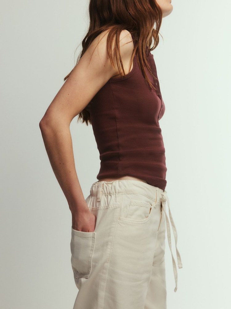 The Set 5 Pack Henley Tank Tops Navy Blue/Burgundy/Brown/Pink/Cream - Image 6 of 6