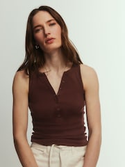 The Set 5 Pack Henley Tank Tops Navy Blue/Burgundy/Brown/Pink/Cream - Image 8 of 13