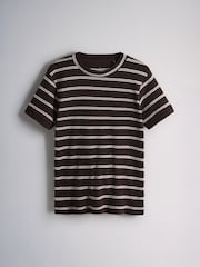 The Set 3 Pack Double Layer Short Sleeve T-Shirts Khaki Green/Dark Plum Stripe/Cream - Image 5 of 9