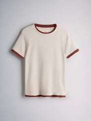 The Set 3 Pack Double Layer Short Sleeve T-Shirts Khaki Green/Dark Plum Stripe/Cream - Image 6 of 9