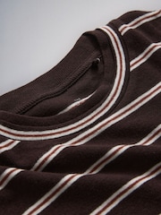 The Set 3 Pack Double Layer Short Sleeve T-Shirts Khaki Green/Dark Plum Stripe/Cream - Image 8 of 9