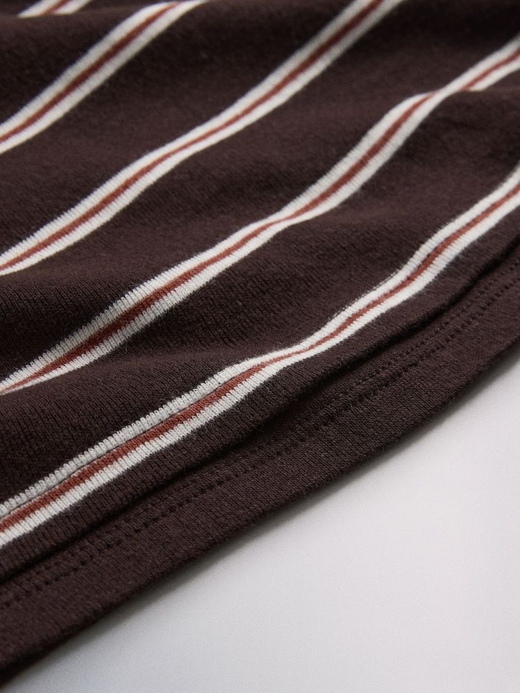The Set 3 Pack Double Layer Short Sleeve T-Shirts Khaki Green/Dark Plum Stripe/Cream - Image 9 of 9
