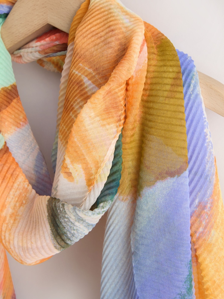 Multicolour Blurred Plisse Lightweight Scarf - Image 7 of 7