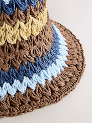 Yellow and Blue Stripe - Gorro estilo pescador de paja - Imagen 5 de 6
