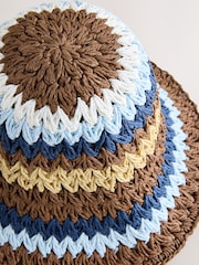 Yellow and Blue Stripe - Gorro estilo pescador de paja - Imagen 6 de 6