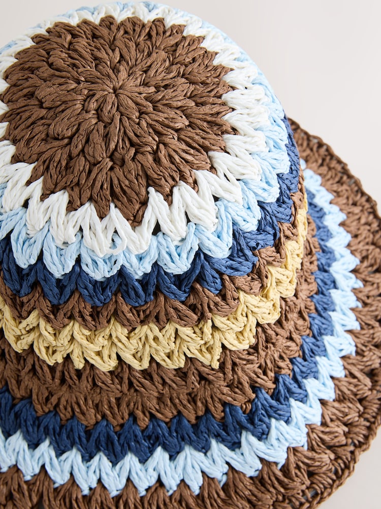 Yellow and Blue Stripe - Gorro estilo pescador de paja - Imagen 6 de 6 Yellow and Blue Stripe - Gorro estilo pescador de paja - Imagen 6 de 6