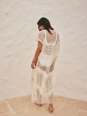 Ecru Lace Maxi Kaftan Dress - Image 4 of 8