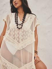 Ecru Lace Maxi Kaftan Dress - Image 5 of 8