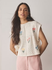 Cream Tank Pointelle Cover-Up - Image 1 of 9