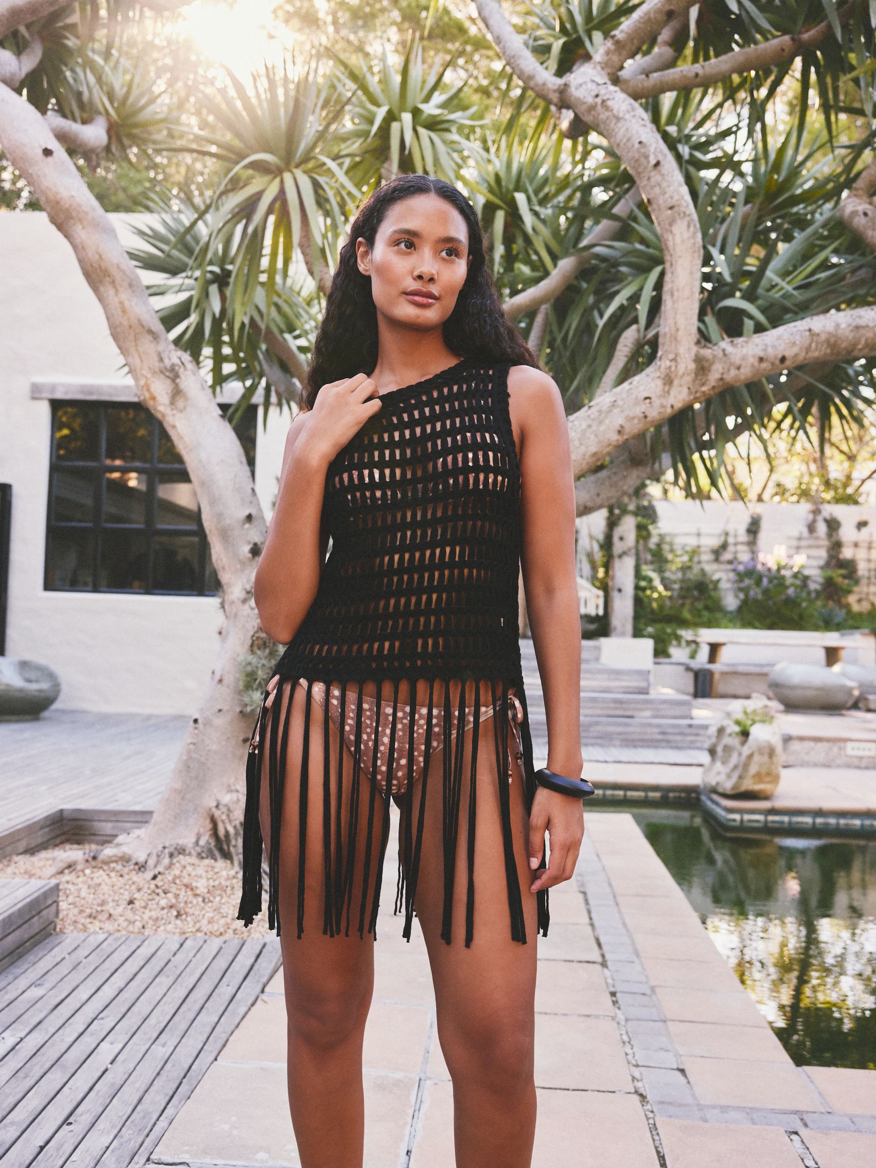 Buy Black Fringe Knitted Tank from Next USA