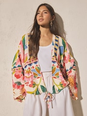 Multi Floral Tie Front Lightweight Jacket - Image 2 of 8