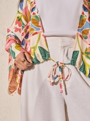 Multi Floral Tie Front Lightweight Jacket - Image 4 of 8