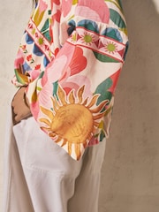 Multi Floral Tie Front Lightweight Jacket - Image 5 of 8