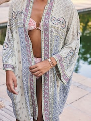 Ecru Paisley Long Line Kimono - Image 4 of 7