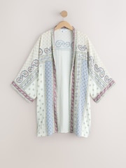 Ecru Paisley Long Line Kimono - Image 5 of 7