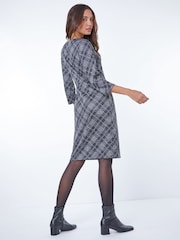 Roman Grey Checked Pleat Front Shift Dress - Image 3 of 5