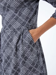 Roman Grey Checked Pleat Front Shift Dress - Image 5 of 5