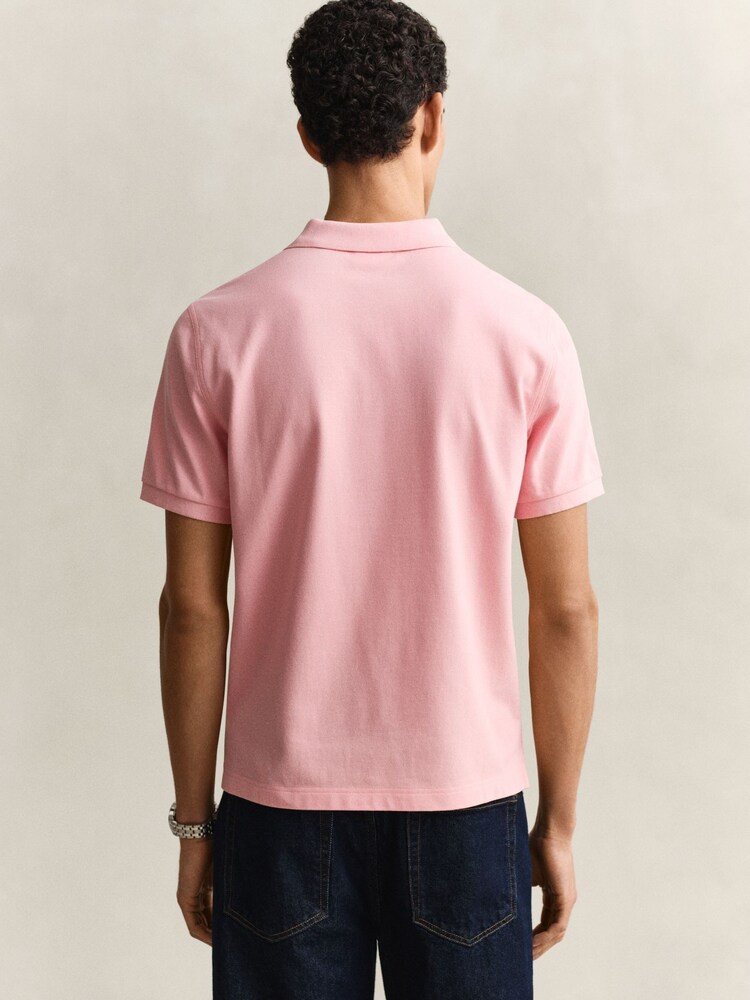 GANT Pink Shield Logo Pique Cotton Polo Shirt - Image 2 of 5 GANT Pink Shield Logo Pique Cotton Polo Shirt - Image 2 of 5