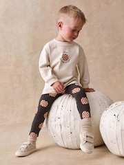 White Halloween Pumpkin Graphic Printed Top and Legging Set (3mths-7yrs) - Image 1 of 4