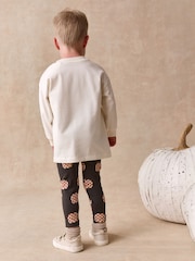 White Halloween Pumpkin Graphic Printed Top and Legging Set (3mths-7yrs) - Image 3 of 4