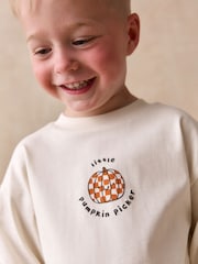 White Halloween Pumpkin Graphic Printed Top and Legging Set (3mths-7yrs) - Image 4 of 4