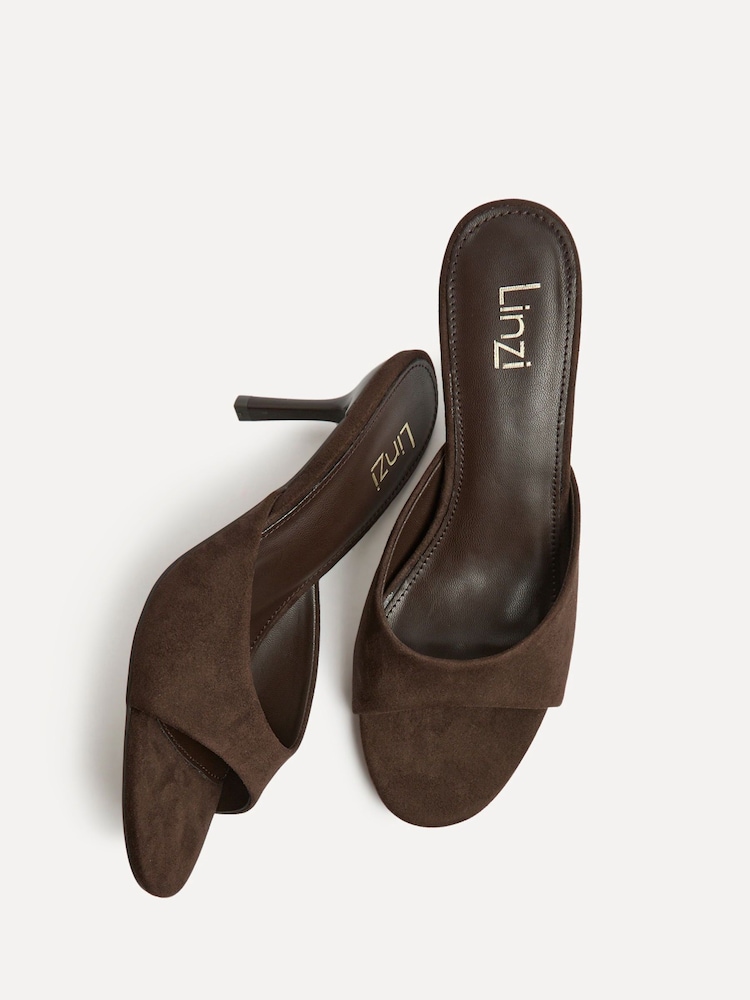 Linzi Dark Brown Erin Mule Heeled Sandals - Image 5 of 5