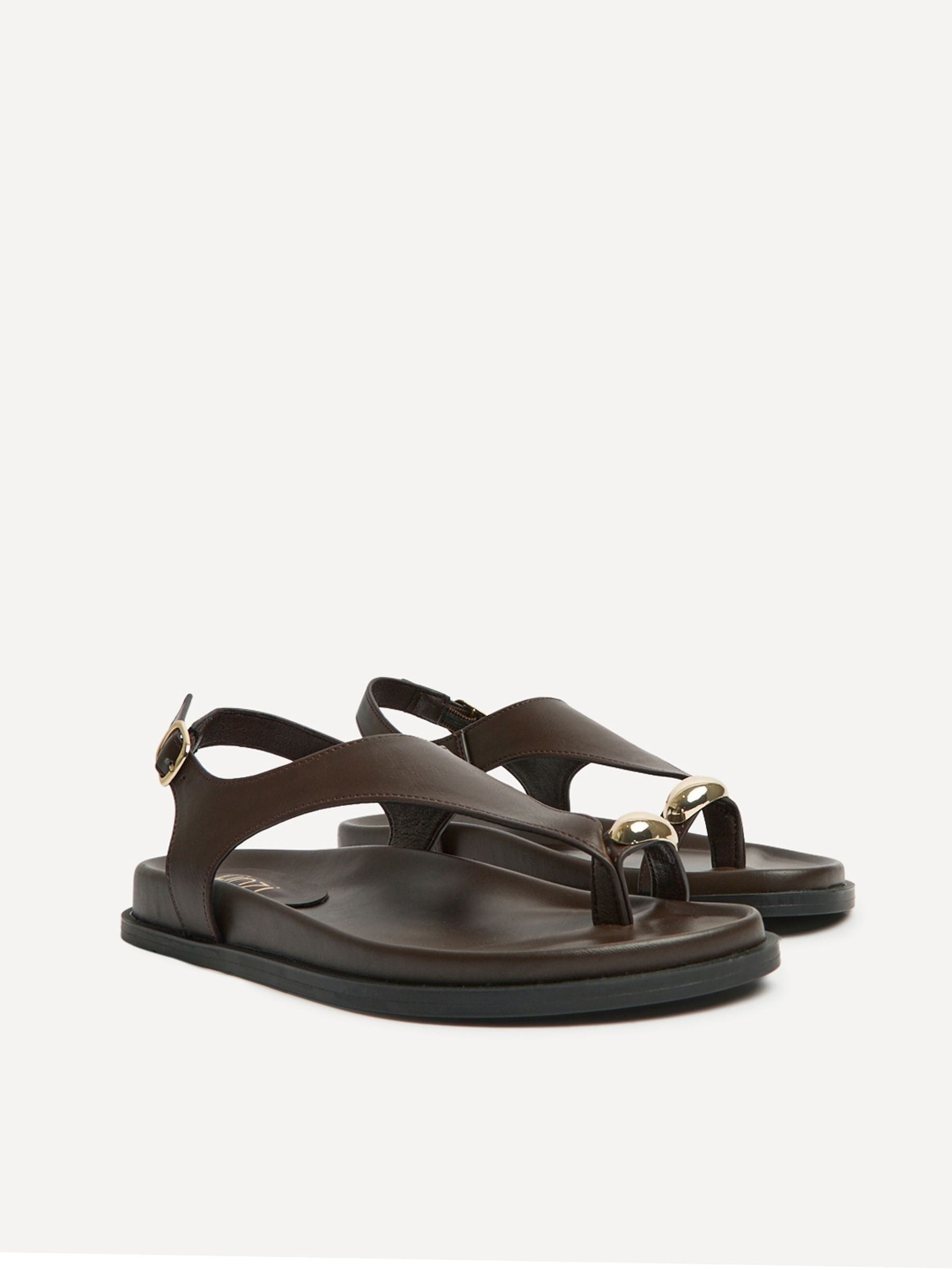 Buy Linzi Brown Latch Toe Ring Flat Sandals from Next USA