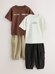 Brown/Cream T-Shirt & Joggers Set 4 Peice (3mths-7yrs) - Image 6 of 13