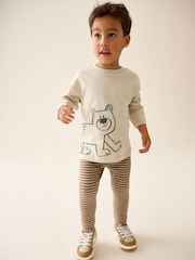 Brown/Cream Woodland Graphic Printed Top and Leggings Set 2 Pack (3mths-7yrs) - Image 10 of 13