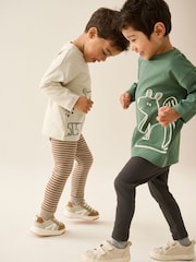 Brown/Cream Woodland Graphic Printed Top and Leggings Set 2 Pack (3mths-7yrs) - Image 3 of 13