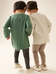 Brown/Cream Woodland Graphic Printed Top and Leggings Set 2 Pack (3mths-7yrs) - Image 4 of 13