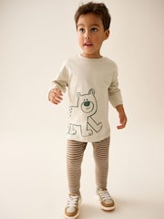 Brown/Cream Woodland Graphic Printed Top and Leggings Set 2 Pack (3mths-7yrs) - Image 5 of 13