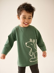Brown/Cream Woodland Graphic Printed Top and Leggings Set 2 Pack (3mths-7yrs) - Image 6 of 13