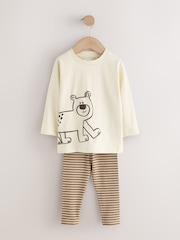 Brown/Cream Woodland Graphic Printed Top and Leggings Set 2 Pack (3mths-7yrs) - Image 8 of 13