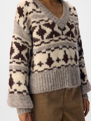 OBJECT Cream Fair Isle Long Sleeve Jumper - Image 4 of 4