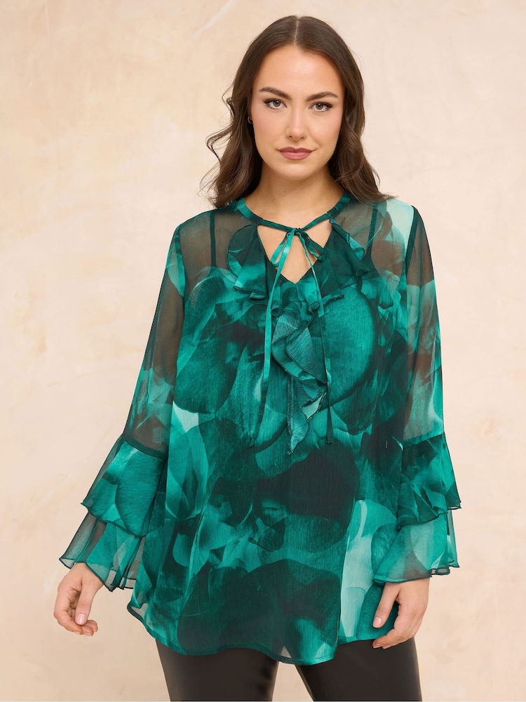 Evans Blue Orchid Frill Top - Image 1 of 5 Evans Blue Orchid Frill Top - Image 1 of 5