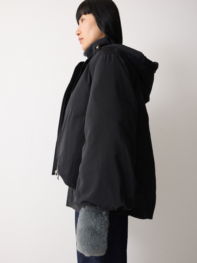 Jigsaw Light Blue Faux Fur Mittens - Image 2 of 5 Jigsaw Light Blue Faux Fur Mittens - Image 2 of 5