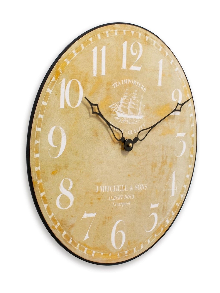 Brookpace Lascelles Brown Ship Motif Clock on Wood Effect Background - Image 4 of 4 Brookpace Lascelles Brown Ship Motif Clock on Wood Effect Background - Image 4 of 4