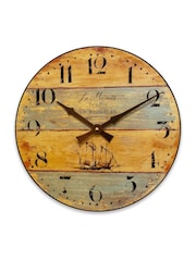 Brookpace Lascelles Blue/Brown Wall Clock with Driftwood Effect 36cm - Image 2 of 4