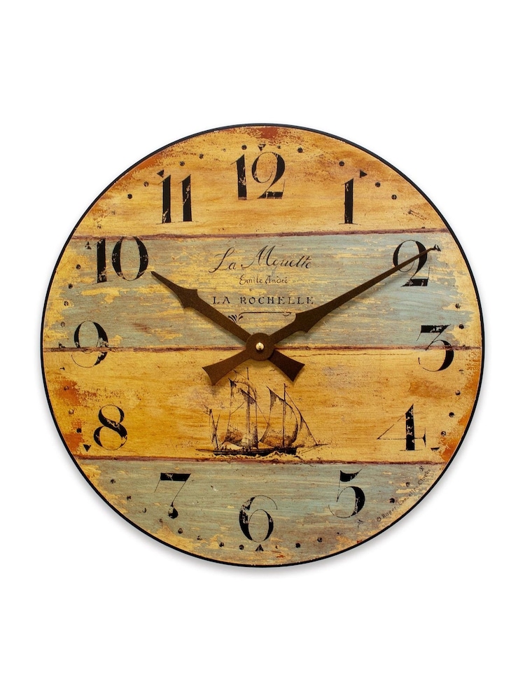Brookpace Lascelles Blue/Brown Wall Clock with Driftwood Effect 36cm - Image 2 of 4