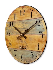 Brookpace Lascelles Blue/Brown Wall Clock with Driftwood Effect 36cm - Image 3 of 4