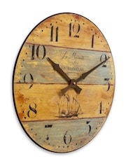 Brookpace Lascelles Blue/Brown Wall Clock with Driftwood Effect 36cm - Image 4 of 4