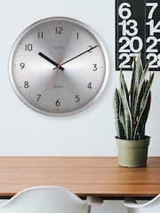Acctim Clocks Chrome Klar 40cm Brushed Metal Wall Clock - Image 1 of 4