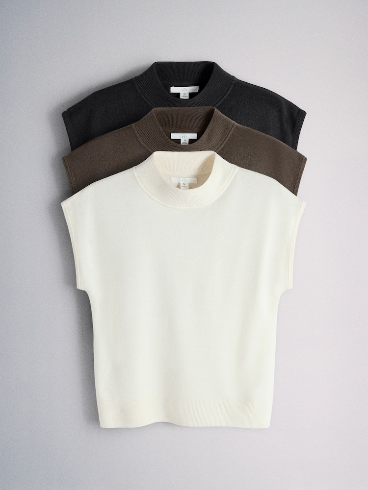 The Set ニットキャップスリーブハイネックトップス 3枚組 - 画像 2 / 11