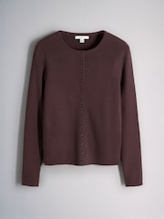 The Set 3 Pack Ribbed Crew Neck Long Sleeve Cardigan Navy Blue/Burgandy Red/Stone Brown - Image 4 of 7